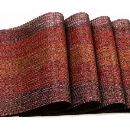 Placemats Set Of 6 For Dining Table Washable Woven Vinyl Placemats Non-Slip Heat Resistant Kitchen Table Mats Easy To Clean (Set Of 6)- Red.