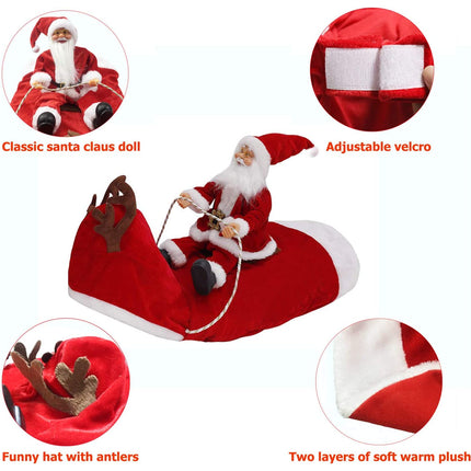 Santa Dog Costume Christmas Pet Clothes Santa Claus Riding Pet Costumes Party Dressing Up Dogs Cats Outfit For Small Medium Dogs Cats.