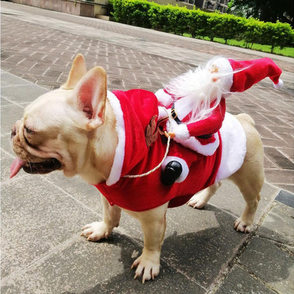 Santa Dog Costume Christmas Pet Clothes Santa Claus Riding Pet Costumes Party Dressing Up Dogs Cats Outfit For Small Medium Dogs Cats.