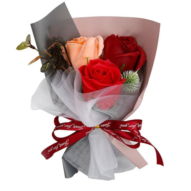 Soap Rose Flower Exquisite Vivid Nice-looking Scented Rose Soap Petals Body Soap for Valentine's Day - Red.