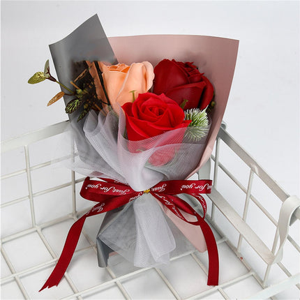 Soap Rose Flower Exquisite Vivid Nice-looking Scented Rose Soap Petals Body Soap for Valentine's Day - Red.