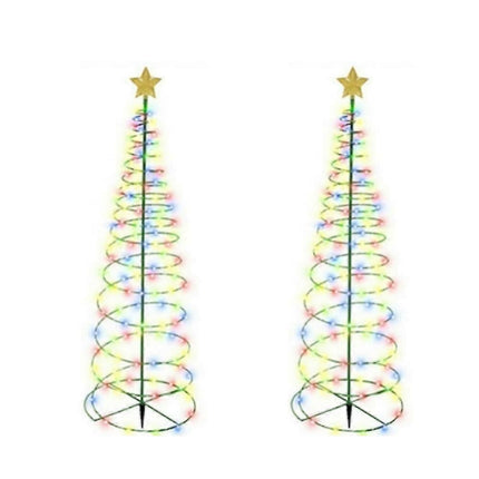 Solar Powered LED Christmas Tree Stake Light Yard Garden Pathway Lights Outdoor 2x Color lights.