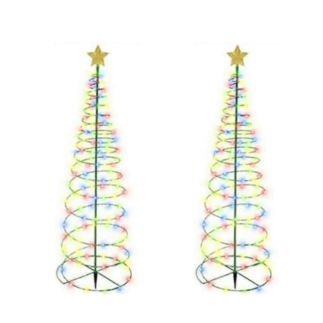 Solar Powered LED Christmas Tree Stake Light Yard Garden Pathway Lights Outdoor 2x Color lights.