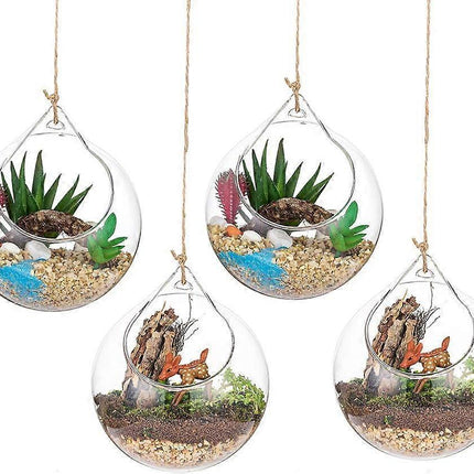 4pcs Hanging Glass Terrarium, Large Opening Vase, 10cm Plant Ball, Glass Ball for Home Planter, Wedding, Garden, DIY Design.