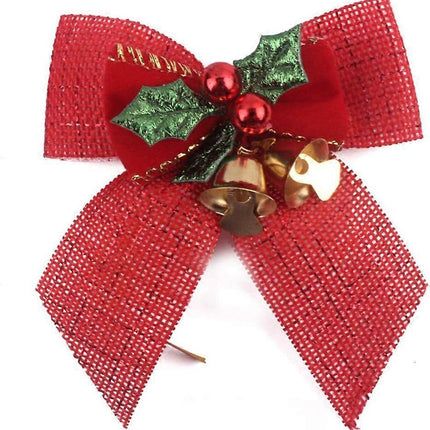 8cm Christmas Bow Bells, Hessian Scottish Knot, Christmas Tree Ornaments, Christmas Tree Ornaments.