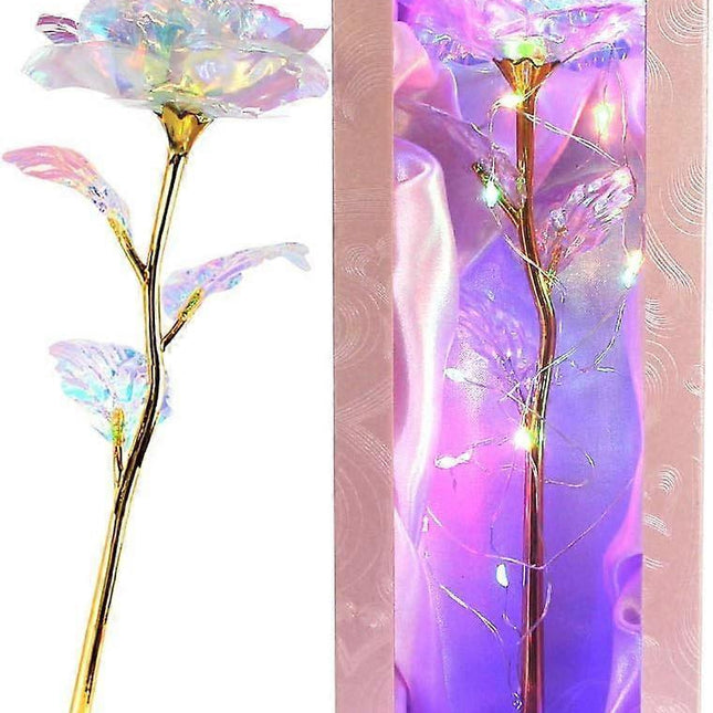 Colorful Galaxy Rose Women's Gift Birthday Gifts Gold Rose Gifts 24K Golden Foil Roses with LED Decor Gifts for Mothers Day Birthday.