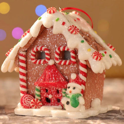 Christmas scene village houses LED lighting of Christmas buildings Christmas glowing small house.