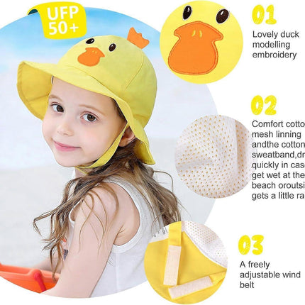 Cotton Animal Babies Bucket babies Sun Hats UPF 50+ Summer Hats Sun Protection for babies Babies babiess babiess Girls-Yellow 54cm.