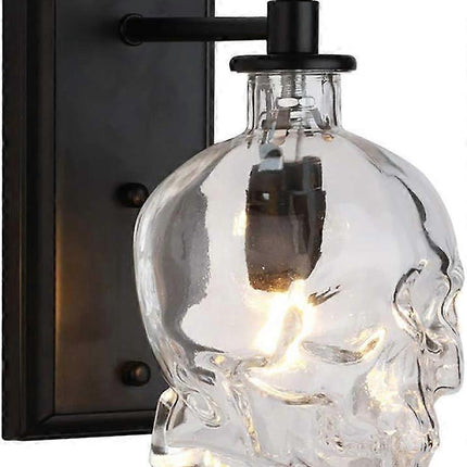 Creative Vintage Industrial Glass Skull Head Wall Sconce Retro Indoor Wall Sconce Lights.