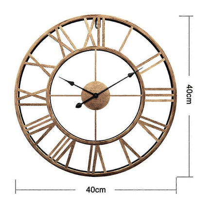 Decor Wall Clock European Retro Clock with Large Numerals Indoor Silent Battery Operated Metal Clock.