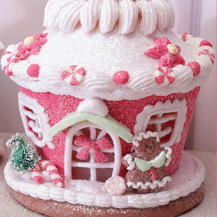 Decorative gingerbread house Christmas decoration for the Christmas tree with a castle candy.