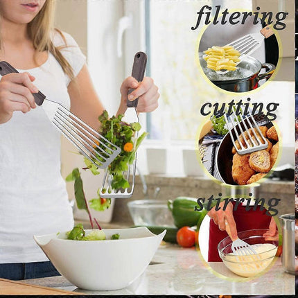 Heat Resistant Fish Spatula - Stainless Steel Metal Spatula for Non-Stick Pans - Premium Spatula.