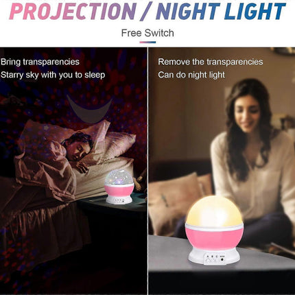Babies Night Light Moon Star Projector - USB Cable 360 Degree Rotation Romantic Night Lighting LED Night Light for Decoration (Pink).