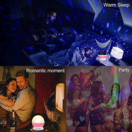 Babies Night Light Moon Star Projector - USB Cable 360 Degree Rotation Romantic Night Lighting LED Night Light for Decoration (Pink).