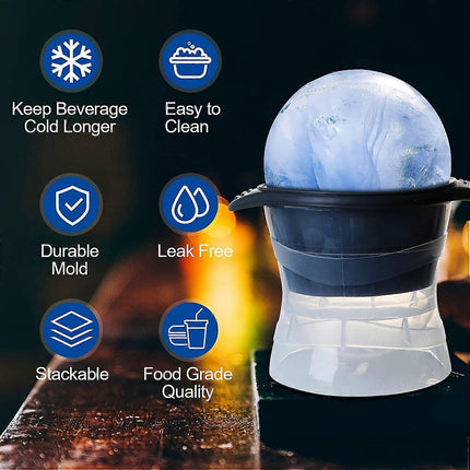 Large Ball Ice Cube Trays 6cm Set of 2 (Grey).