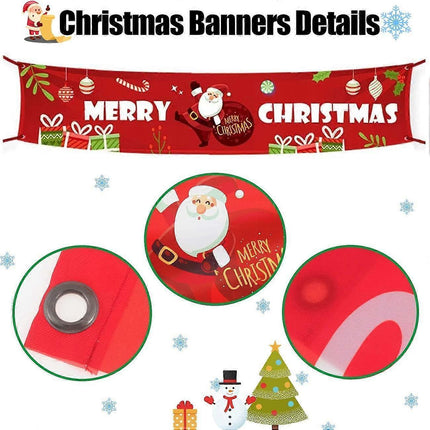 Christmas Decoration Banner, Merry Christmas Banner, Red Merry Christmas Banner, Merry Christmas Banner for Indoor and Outdoor.