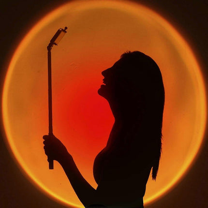 Sunset Projection Floor Lamp, Rainbow/Sunset Night Light Projector Led Light Lamp, 180-Degree Rotating Background Light.