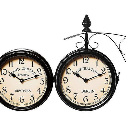 Wall Clock Wrought Iron Garden Clock Station Clock 2-sided Handmade Grand Central Terminal New York.