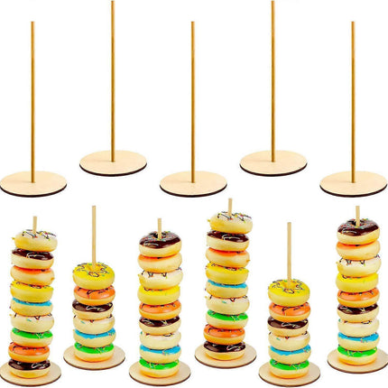 Wooden Donut Stand, Removable Donut Holder, Party Supplies for Wedding, Birthday (Round Style).