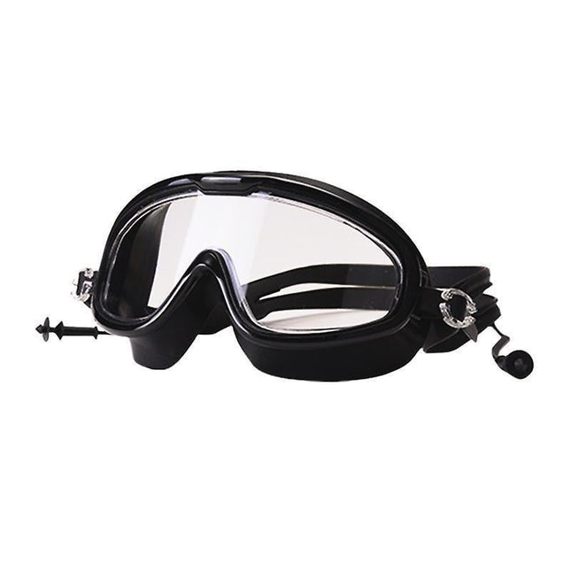 Large Frame High Grade Swim Goggles Waterproof Fogproof HD Swimming Glasses for Men Women Black.