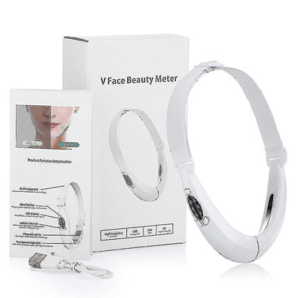 Led Photon Therapy Double Chin Removal Electric V-face Slimming Vibration Massager Face Lift Device - KKS699 White.