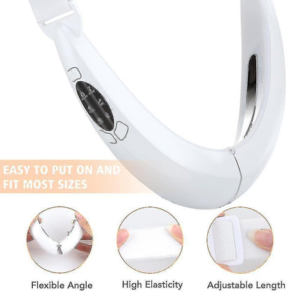 Led Photon Therapy Double Chin Removal Electric V-face Slimming Vibration Massager Face Lift Device - KKS699 White.