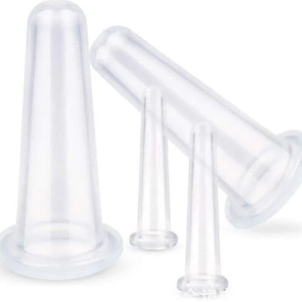 Silicone Facial Cupping Set Face And Eye Cupping Massage Kit Vacuum Massage Cup Anti-wrinkle And Anti-aging Natural Skin Care Beauty Tool(white)4pcs.