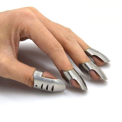 4pcs Kitchen Stainless Steel Finger Nail Protector Hand Cut Guard secure Slice Knife Tool, Kitchen Finger Cutting Protector.
