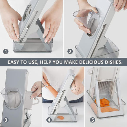 Kitchen secure Mandolin Vegetable Slicer With Adjustable Blades With Container.
