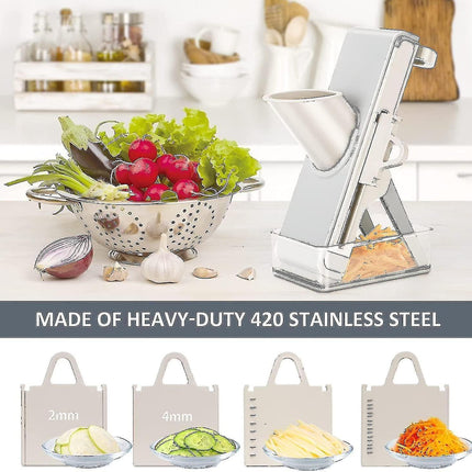 Kitchen secure Mandolin Vegetable Slicer With Adjustable Blades With Container.