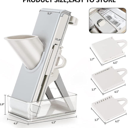 Kitchen secure Mandolin Vegetable Slicer With Adjustable Blades With Container.