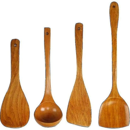 4 Pieces Kitchen Utensil Sets Wooden Cooking Utensil Set.