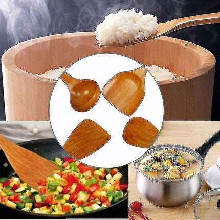 4 Pieces Kitchen Utensil Sets Wooden Cooking Utensil Set.