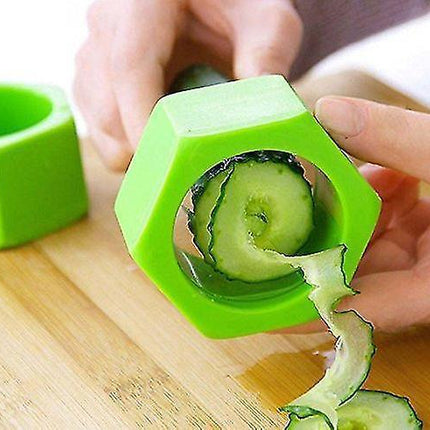 2pcs Creative Kitchen Gadget Spiral Cucumber Slicer Nut Shape Vegetable Cutter.