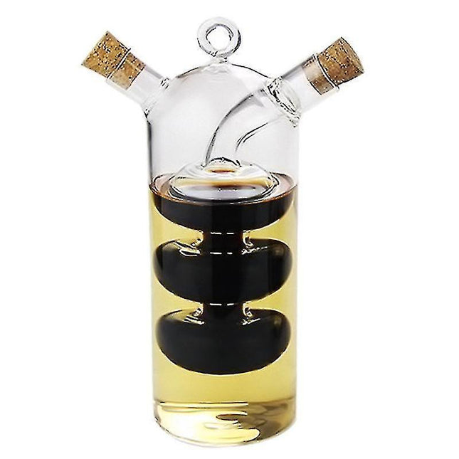 2-in-1 Double Layer Bottle Sauce Oil Vinegar Glass Bottle Condiment Seasoning Sealed Kitchen.