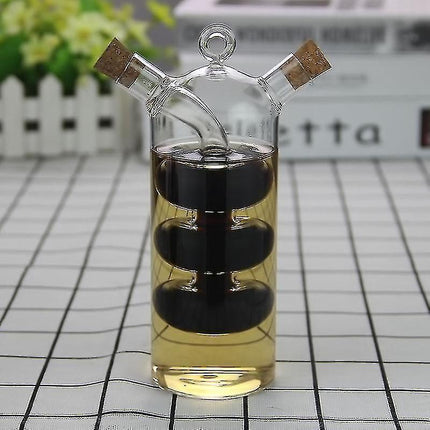 2-in-1 Double Layer Bottle Sauce Oil Vinegar Glass Bottle Condiment Seasoning Sealed Kitchen.