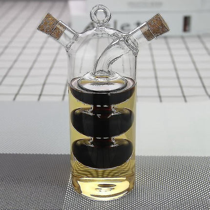 2-in-1 Double Layer Bottle Sauce Oil Vinegar Glass Bottle Condiment Seasoning Sealed Kitchen.