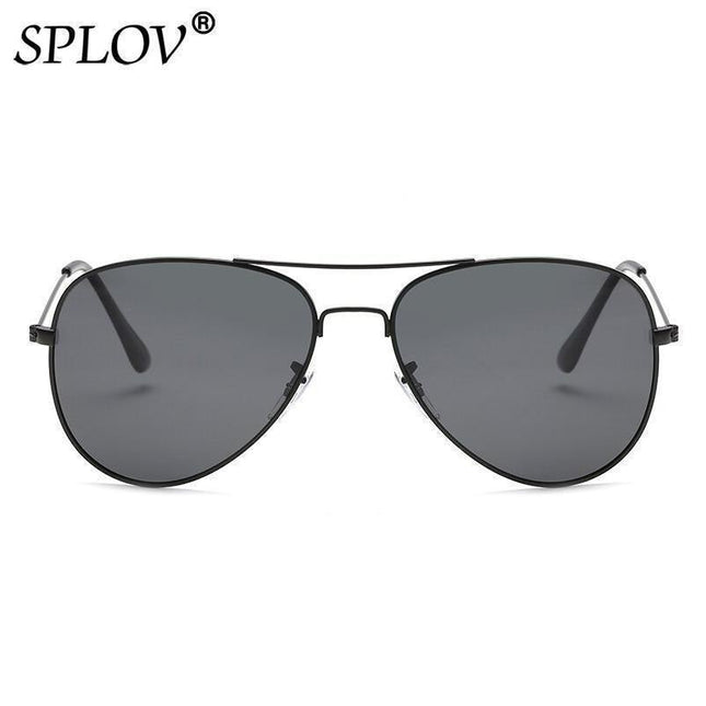 SPLOV Aviation Polarized Sunglasses Men and Women Brand Designer Pilot Sun Glasses Classic Coating Driving - Black Grey.