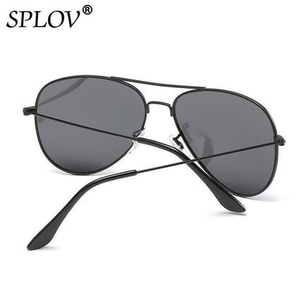 SPLOV Aviation Polarized Sunglasses Men and Women Brand Designer Pilot Sun Glasses Classic Coating Driving - Black Grey.