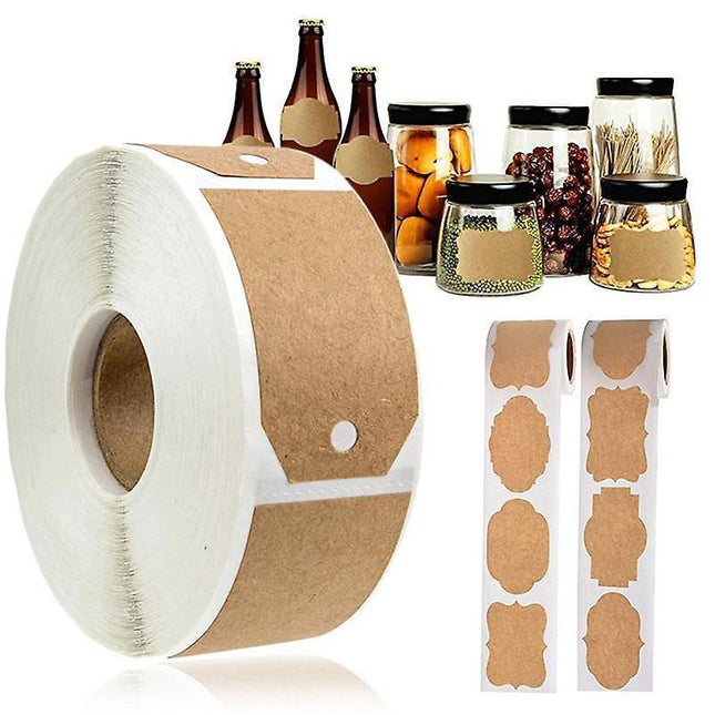 300pcs Vintage Blank Kraft Paper Sealing Sticker Diy Kitchen Classification Baking Packaging Self-adhesive Paper Label Gift Tags.