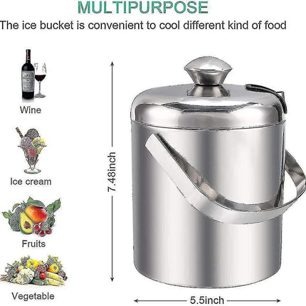 Ice Bucket Ice Bucket Champagne Cooler Ice Cube Container With Tongs And Lid.