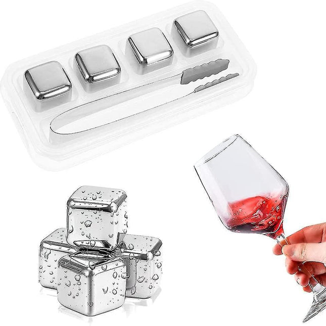 Stainless Steel Reusable Ice Cubes,stainless Steel Whisky Stones,whiskey Metal Ice Cubes,metal Ice Cooling Rocks,with Storage Box And Ice Clip.