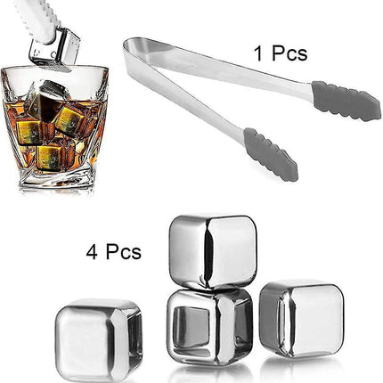 Stainless Steel Reusable Ice Cubes,stainless Steel Whisky Stones,whiskey Metal Ice Cubes,metal Ice Cooling Rocks,with Storage Box And Ice Clip.