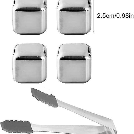 Stainless Steel Reusable Ice Cubes,stainless Steel Whisky Stones,whiskey Metal Ice Cubes,metal Ice Cooling Rocks,with Storage Box And Ice Clip.