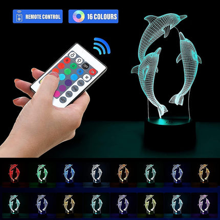 3D Night Light babies, 3D Illusion Lamp 16 Colors Change With Remote Control.