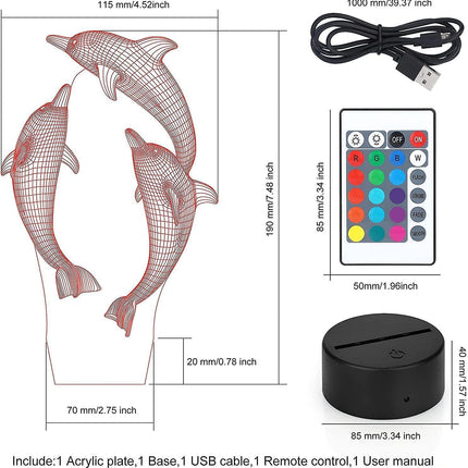 3D Night Light babies, 3D Illusion Lamp 16 Colors Change With Remote Control.