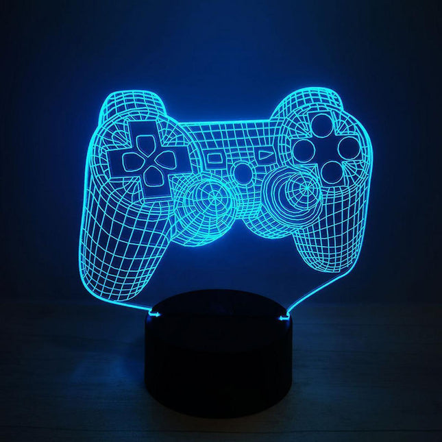 Video Game Controller Lamp Night Light 3D Illusion Game On.