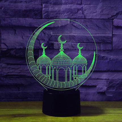 3D Muslim Castle Night Light Table Desk Optical Illusion Lamps 16 Color Changing Lights LED Table Lamp Xmas Home Love Birthday Gift.