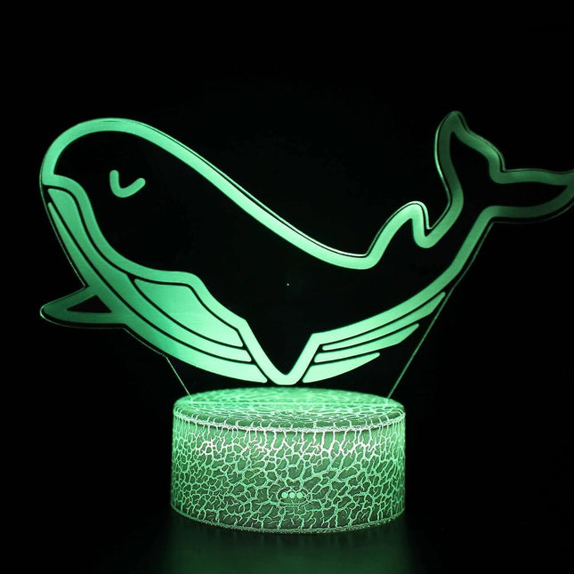 3D Optical Lamp Illusion Night Light Great Whale 3D Table Lamp babies babies Birthday Gift Creative Light GiftWhite Base: Colorful Touch.