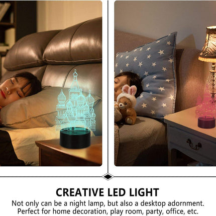 Black Table Decor 1 Set 3D Castle Night Light 3D Optical Illusion Night Lamp Decorative Bedside Light Tabletop Decoration Ornament Without Battery.